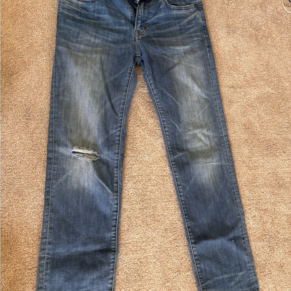 American Eagle Outfitters Men's Distressed Blue Slim Jeans